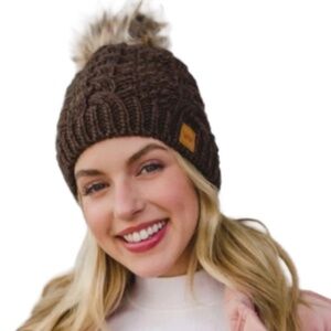 Panache Dark  Brown  braided knit hat (36)